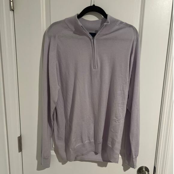 Dunning Merino Wool Long Sleeve 1/4 Zip Pullover Sweater Light Purple Men's L - Picture 1 of 8